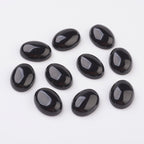 Cabochon Flatback 13x18mm Svart Obsidian Lava Ädelsten, 2st