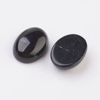 Cabochon Flatback 13x18mm Svart Obsidian Lava Ädelsten, 2st