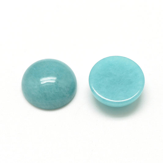 Cabochon Flatback 12mm Jade Aqua Ädelsten Halvrund, 2st