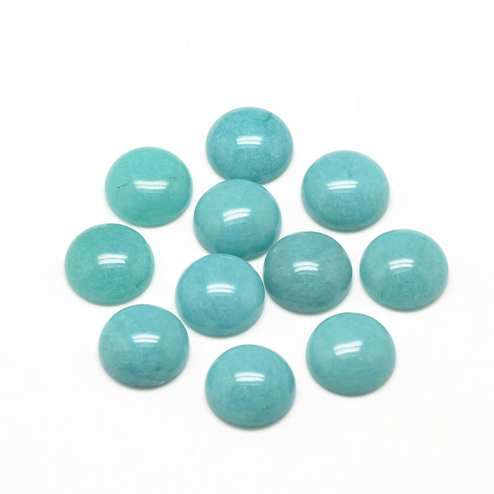 Cabochon Flatback 12mm Jade Aqua Ädelsten Halvrund, 2st