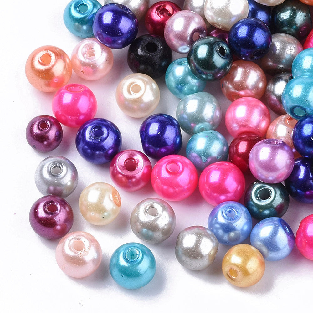 Vaxade Glaspärlor 6mm Mixade slumpade färger, 200-pack