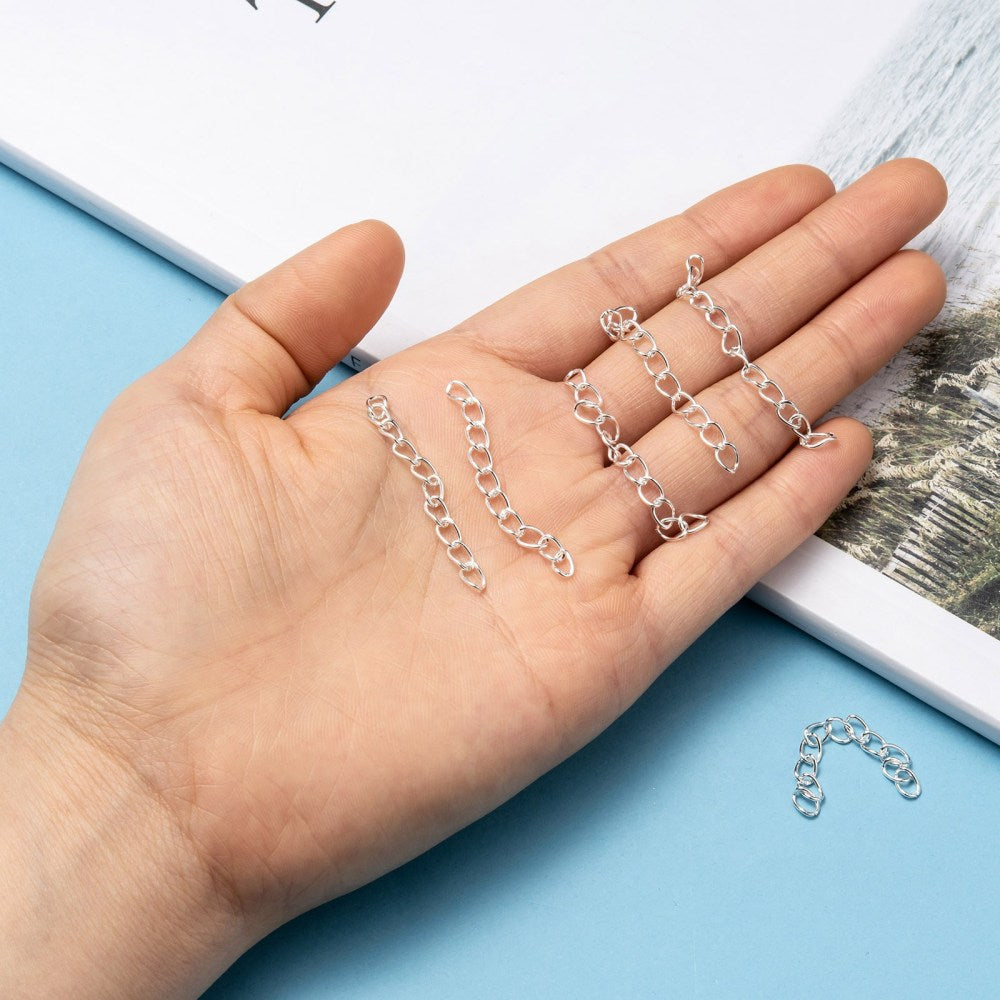 Kedjeförlängare ca 70mm Silverpläterade, 5st