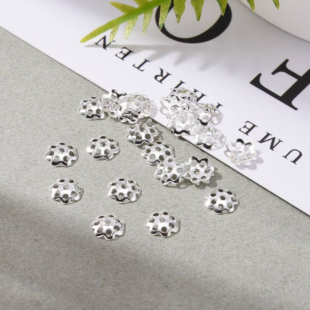 Pärlhattar 6mm Silverpläterade, 50-pack