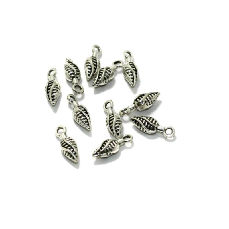 Silvriga Löv Berlocker Hängen Antiksilver 12mm, 6-pack