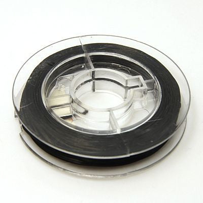 Elastisk Platt Smyckestråd 0,8mm Svart, 1 rulle med 10 meter