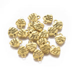 Berlocker med texten Made With Love <3  10x12,2mm Antikguld, 10st