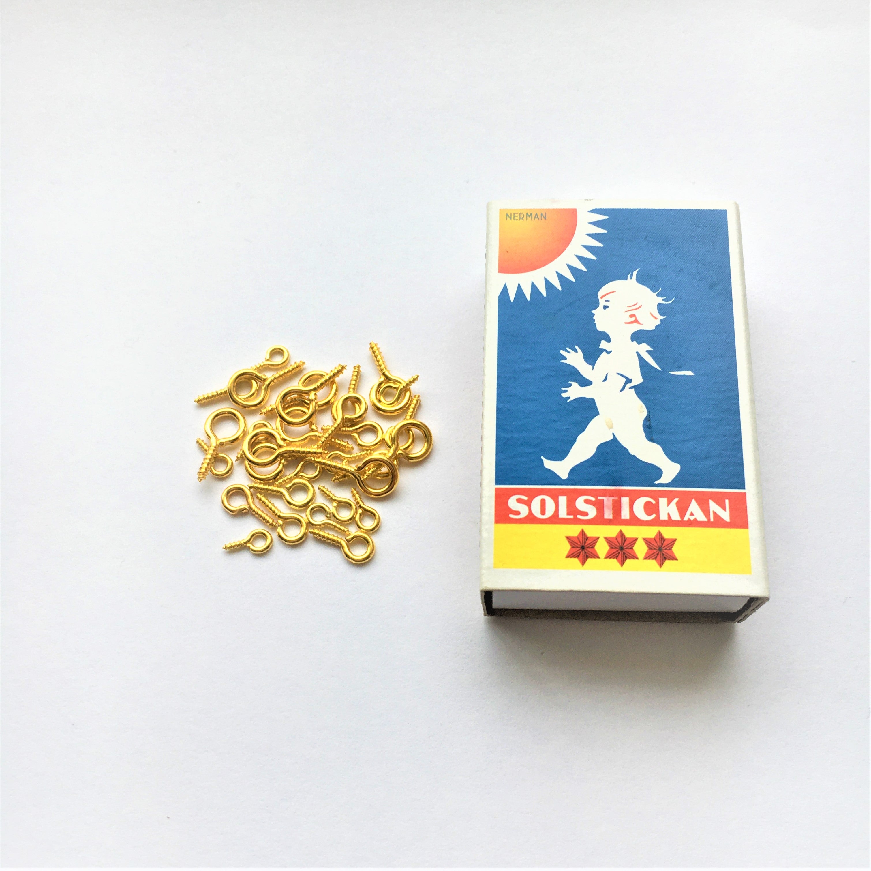 Skruvöglor i Järn 3 storlekar 8mm, 10mm, 13mm Guld, 30-pack