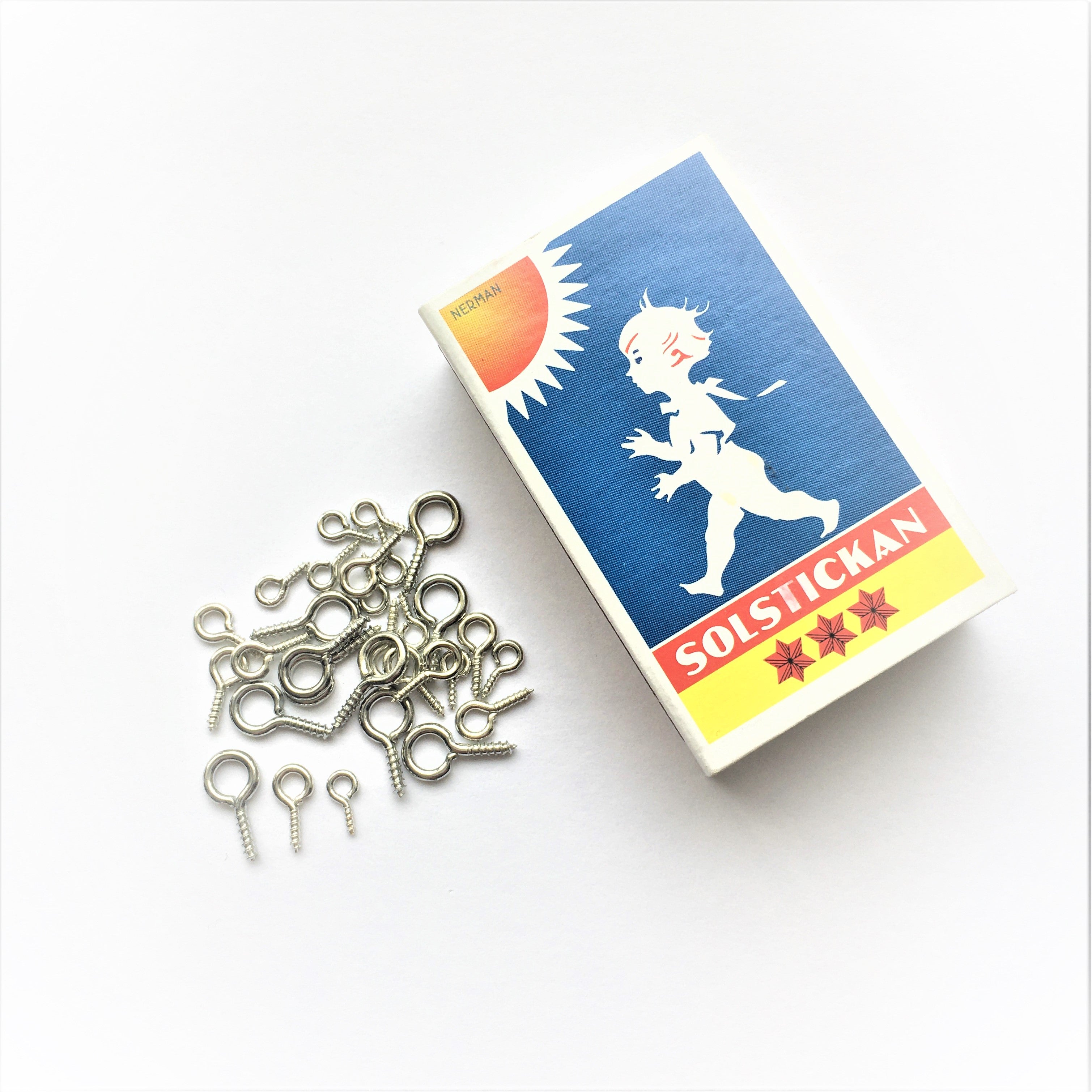 Skruvöglor i Järn 3 storlekar 8mm, 10mm, 13mm Platina, 30-pack