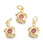 18K guldpläterad Sköldpadda i Mässing med Hallonröd Cubic Zirconiasten Nickelfri, 1st