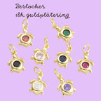 Berlock Hänge 18K Guldpläterad Sköldpadda i Mässing med Cubic Zirconiasten i 8 färger, 1st