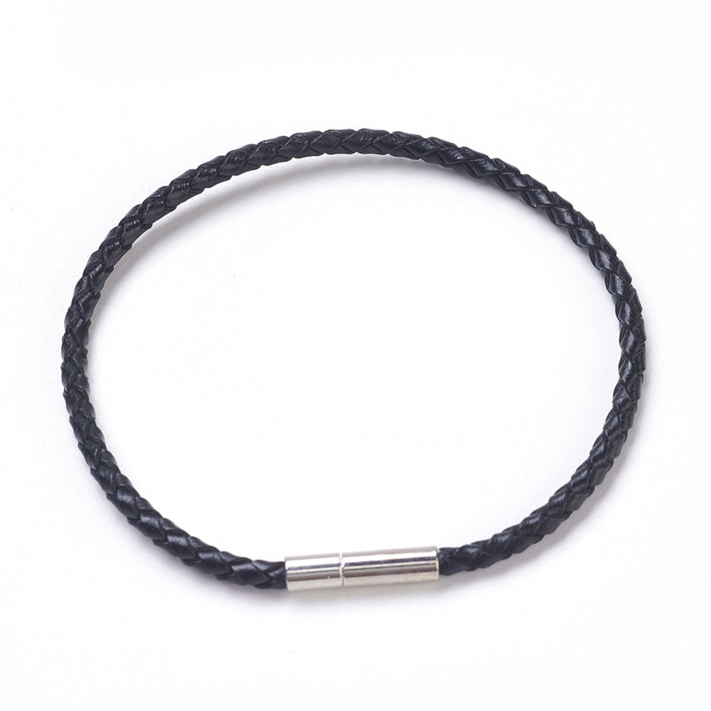 Flätat Läderarmband Svart, Röd eller Kokosnöt 19-20,5 cm, 1st