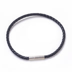 Flätat Läderarmband Svart, Röd eller Kokosnöt 19-20,5 cm, 1st