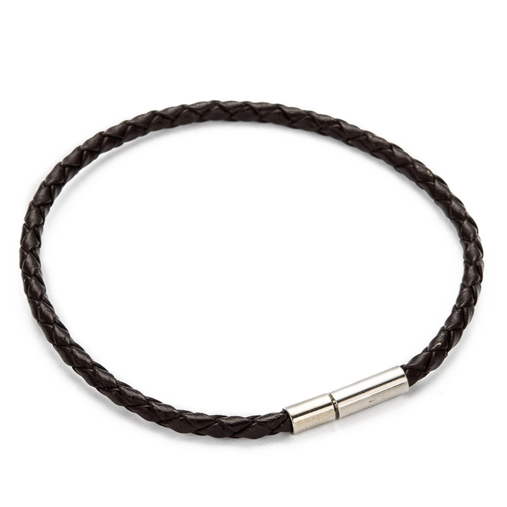 Flätat Läderarmband Svart, Röd eller Kokosnöt 19-20,5 cm, 1st