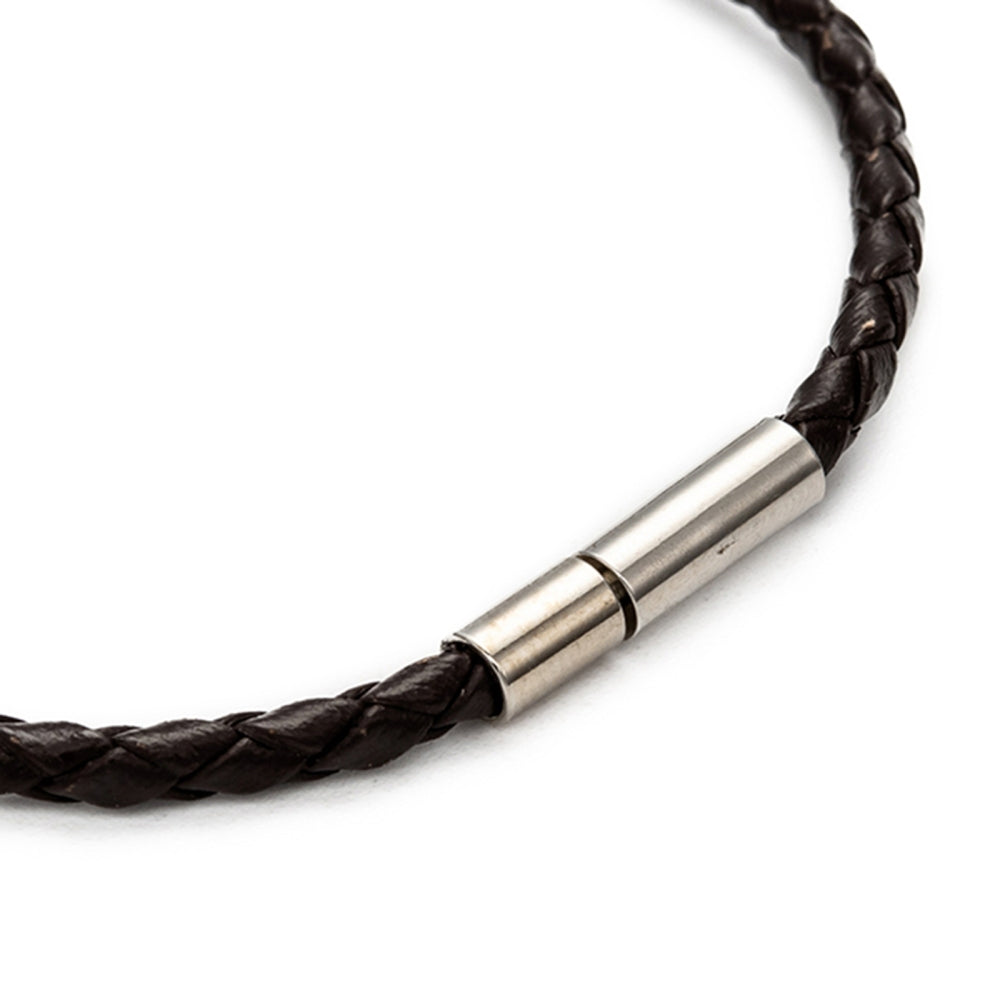 Flätat Läderarmband Svart, Röd eller Kokosnöt 19-20,5 cm, 1st
