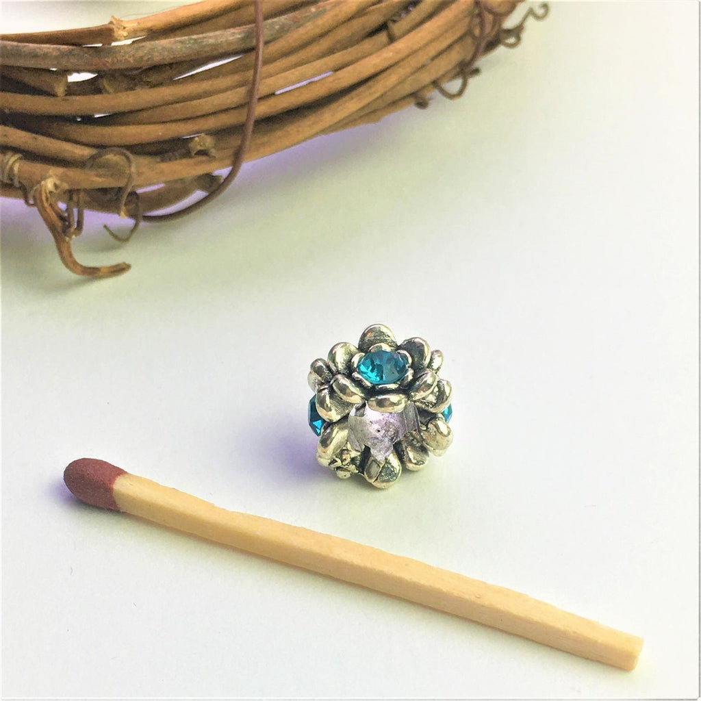 Europeisk Berlock 11x9mm med Turkos Rhinestonekristall, 1st