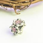 Europeisk Berlock 11x9mm med Ljusrosa Rhinestonekristall, 1st