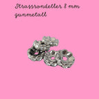 Strassrondeller 8mm Vågig Kant Klar Sten Gunmetallplätering, 10-pack