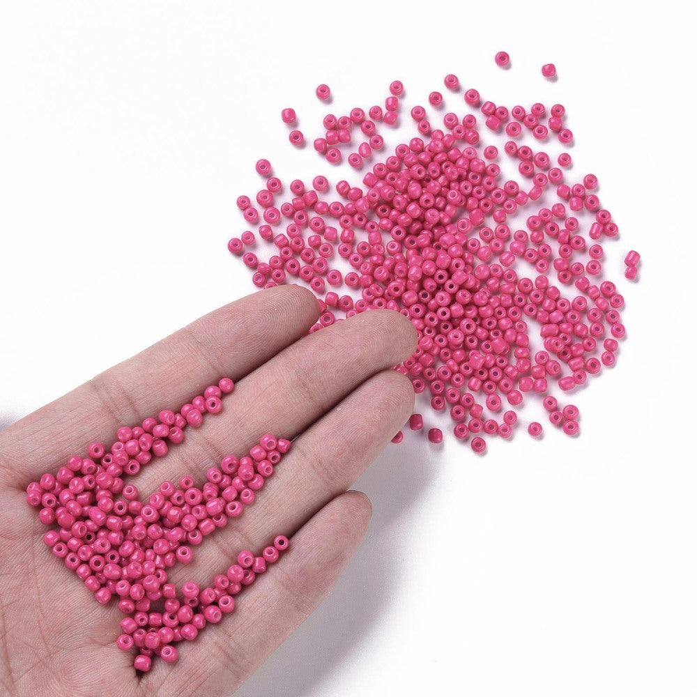 Seed Beads 3mm Kameliaröd, 30 gram (ca 1000st)