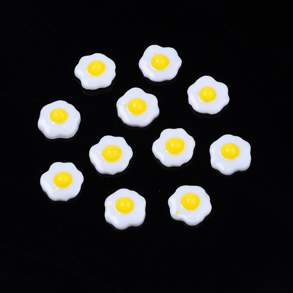 Cabochons Stekta Ägg Miniatyrer 6x6x2mm Matimitation, 4-pack