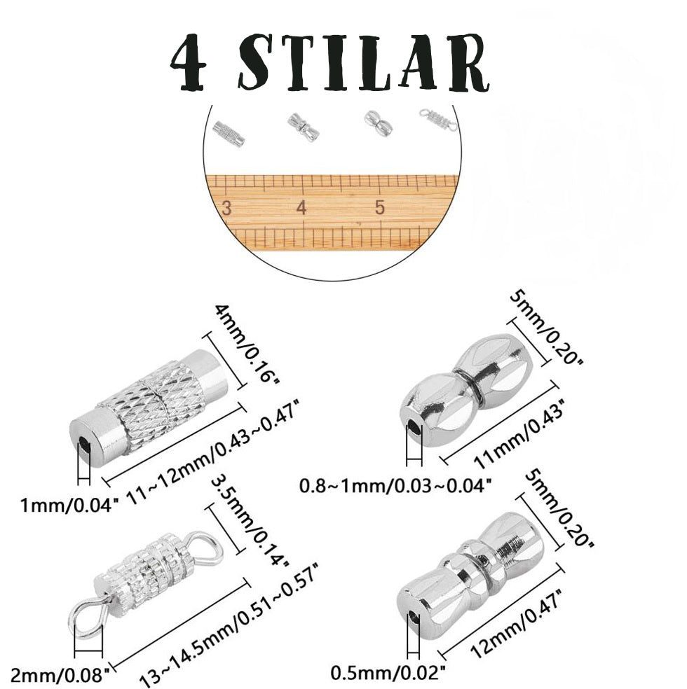 Skruvlås 4 modeller Platina, 8-pack