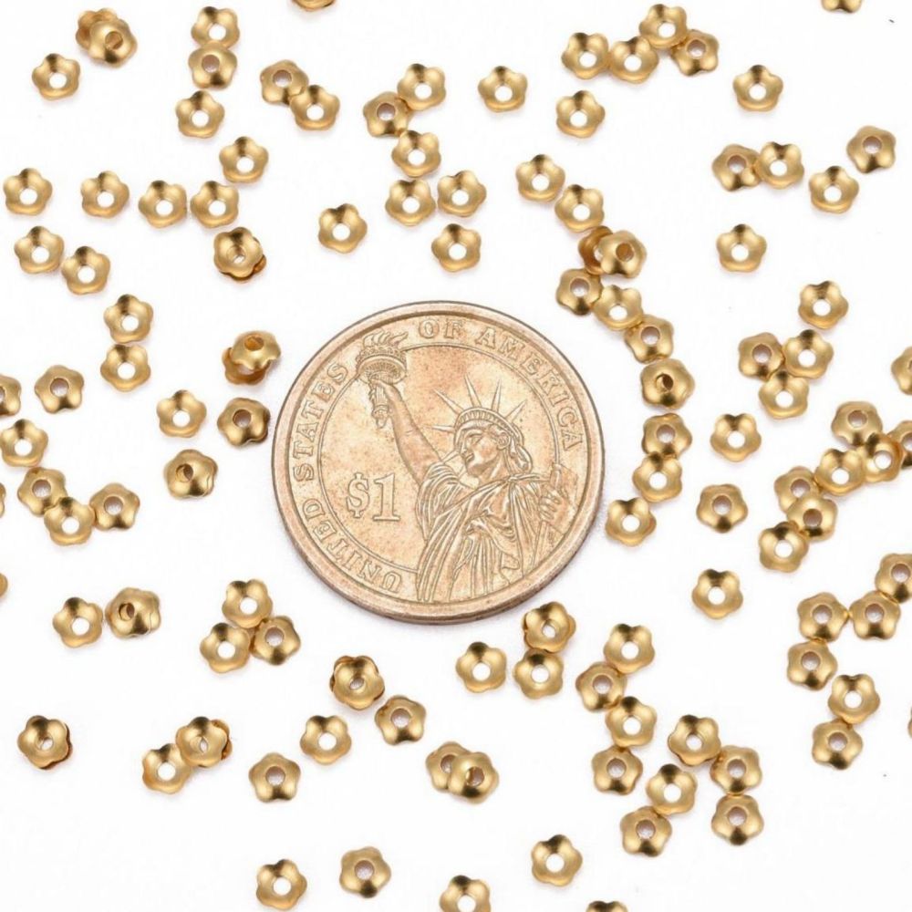 Pärlhattar 4mm i mässing Gyllene, 50-pack