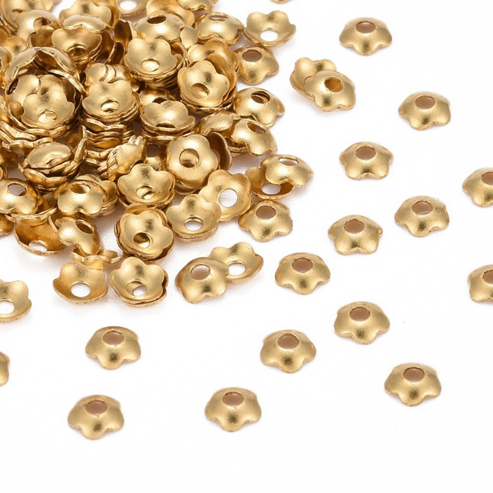 Pärlhattar 4mm i mässing Gyllene, 50-pack