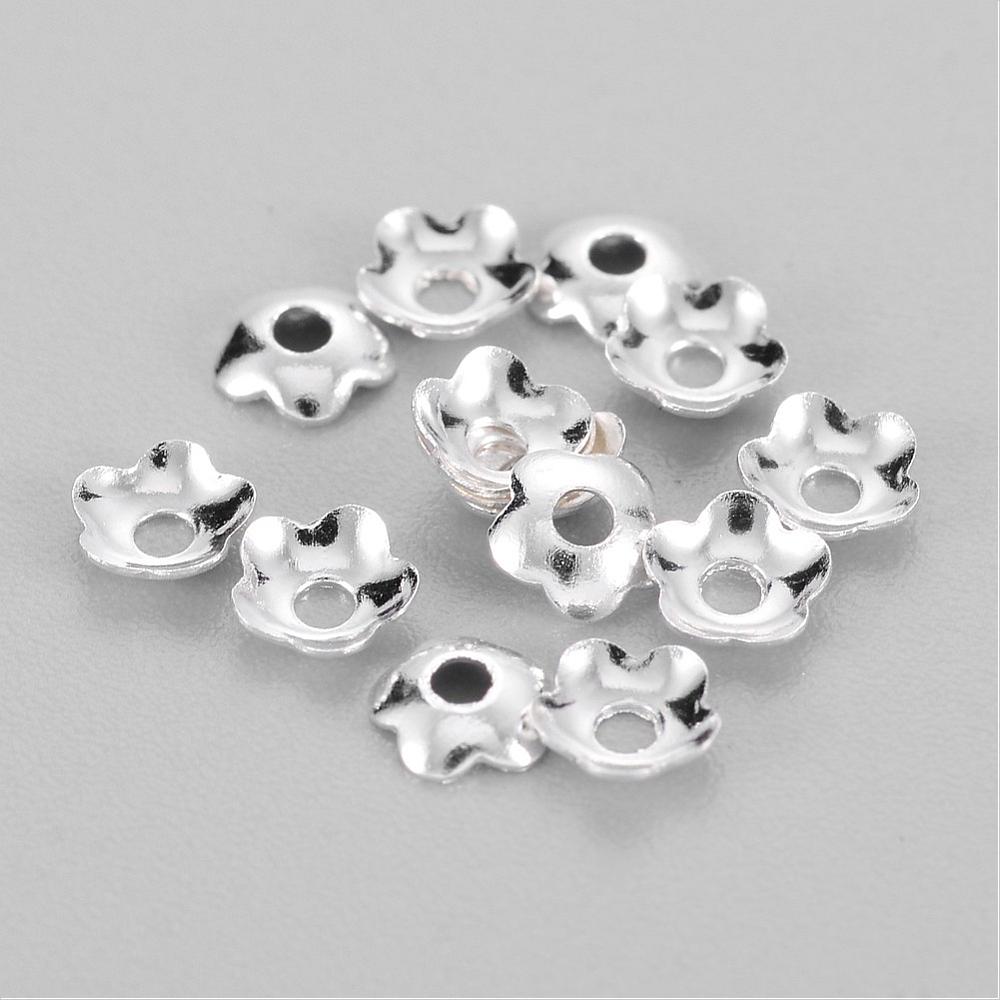 Pärlhattar 4mm i mässing Silverpläterade, 20-pack