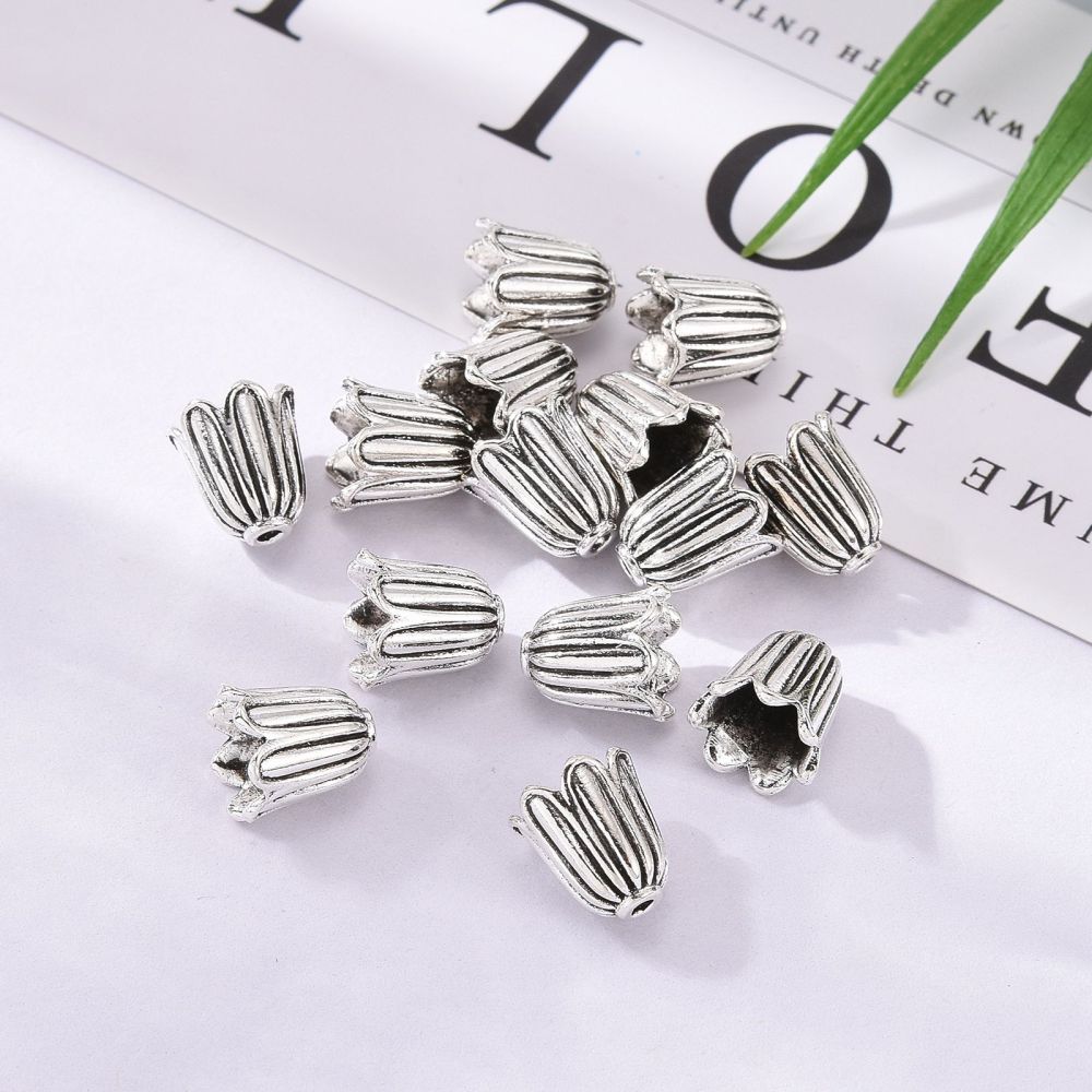 Pärlhattar Koner 10x10mm Antiksilver, 10-pack