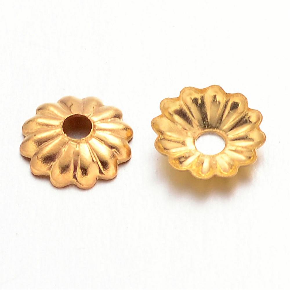 Små Pärlhattar 5x1,5mm i Stål Gyllene, 30st