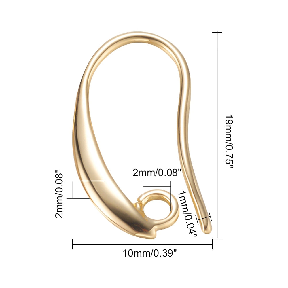 Örhängeskrokar Mässing 18K Guldpläterade Nickelfria, 1 par