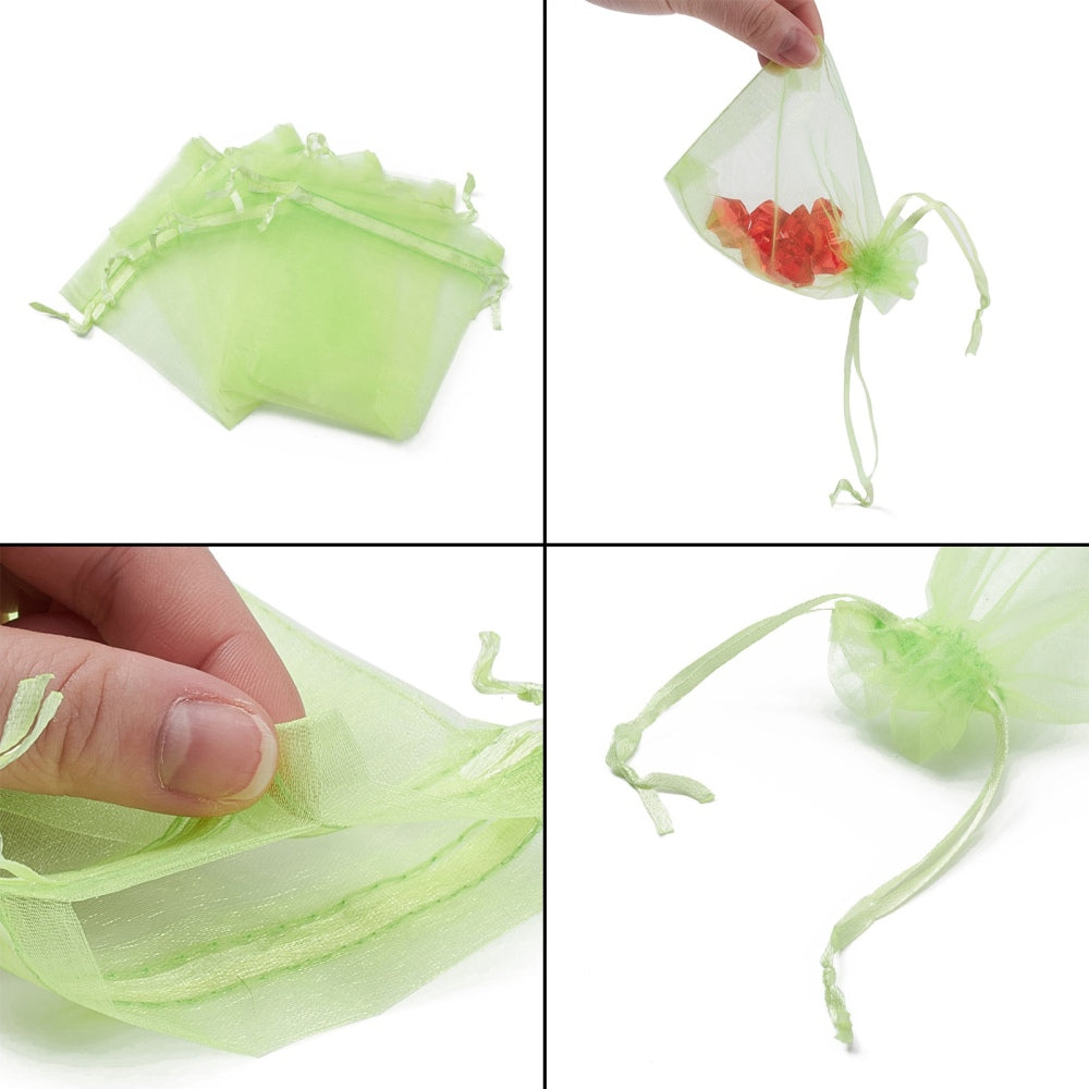 Organzapåsar 12x9cm Lime, 10-pack