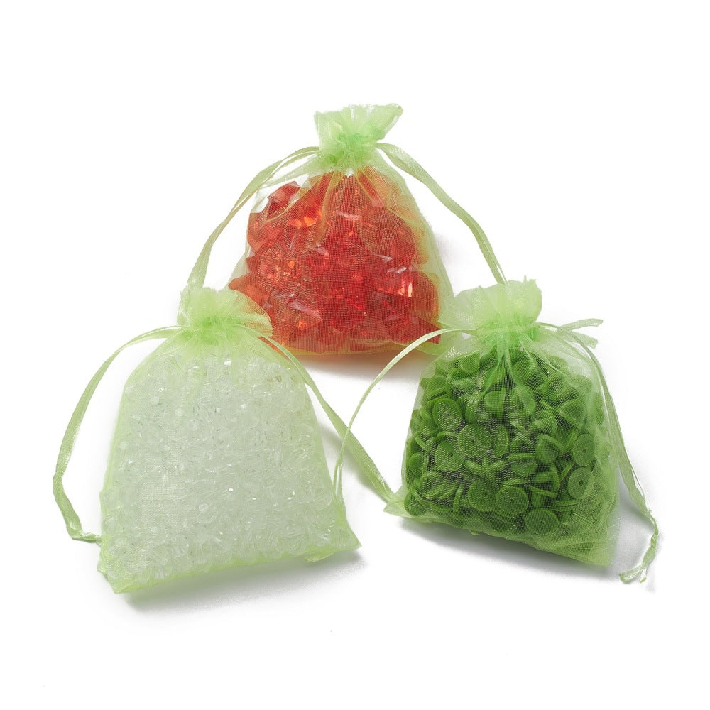 Organzapåsar 12x9cm Lime, 10-pack