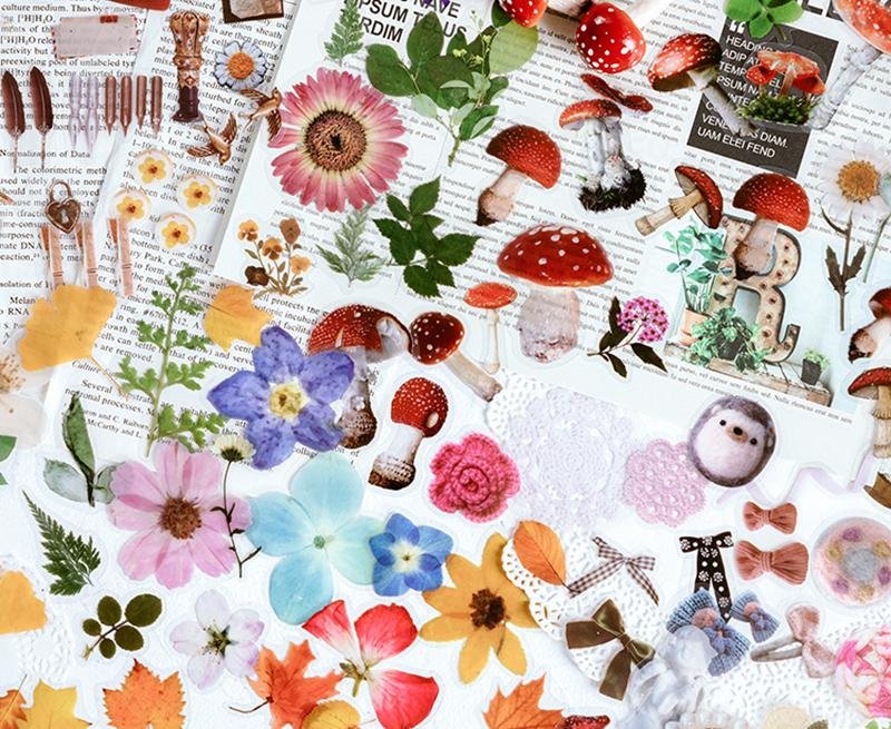 Klistermärken Svampar scrapbooking stickers i olika storlekar, 40st