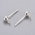 Studs med ögla 4mm kula Silverpläterade, 10st