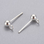 Studs med ögla 4mm kula Silverpläterade, 10st
