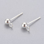 Studs med ögla 4mm kula Silverpläterade, 10st