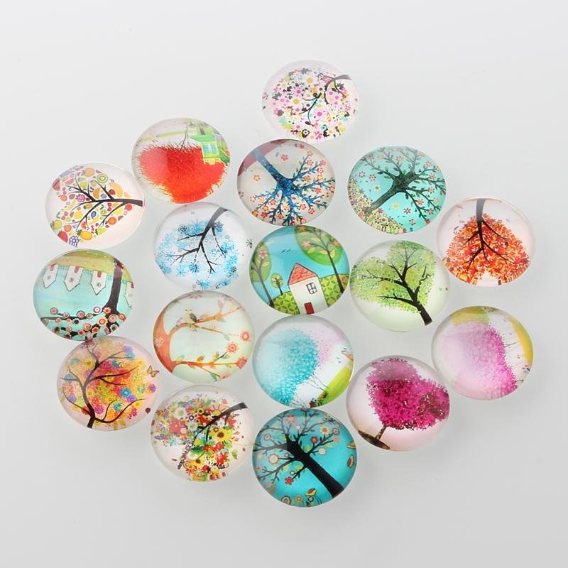 Mixade Flatbacks Cabochons i Glas 25mm, 8st olika slumpade