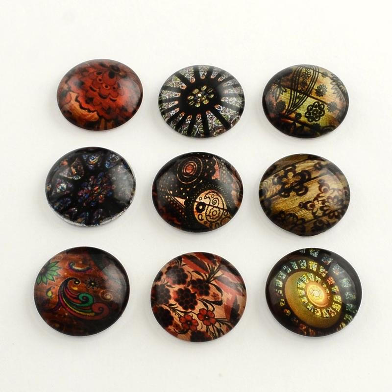 Mixade Flatbacks Cabochons i Glas 25mm, 8st olika slumpade