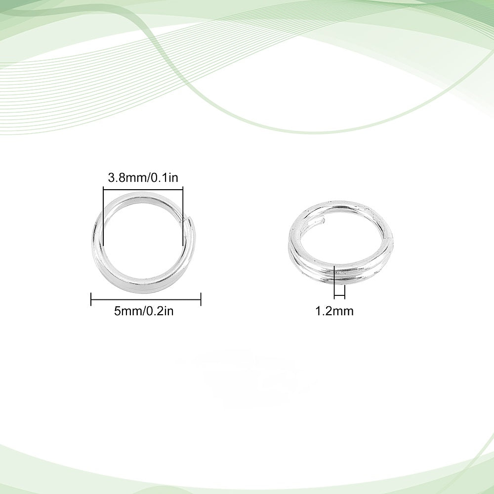 Splitringar 5mm (Bindringar med dubbel loop) Silverpläterade Nickelfria, 50-pack