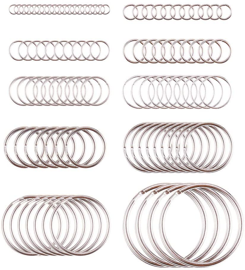 Nyckelringar Splitringar i Järn 10 olika storlekar 5mm - 35mm diameter, 26-pack