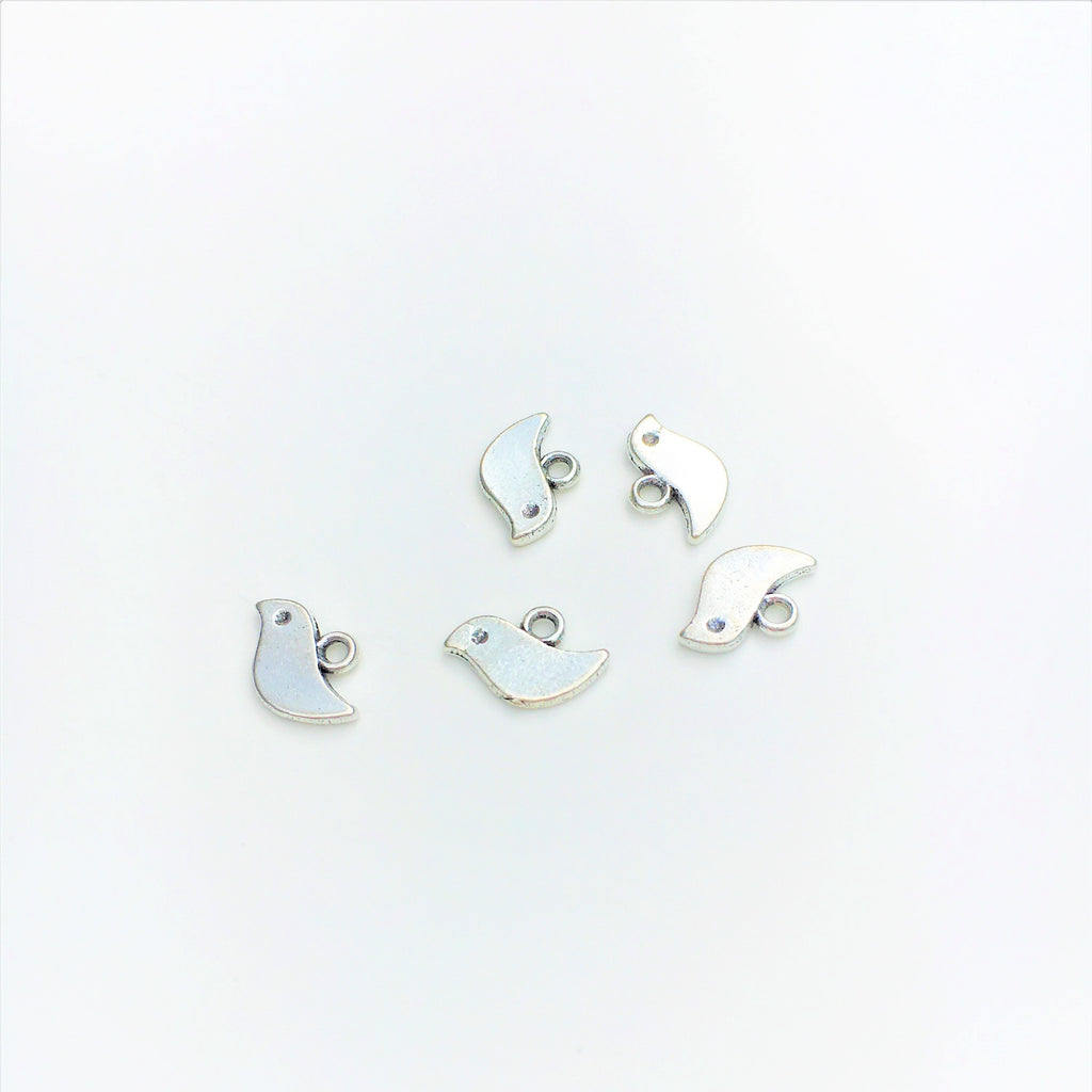 Berlocker Små Fåglar Antiksilver 7x11mm, 10-pack