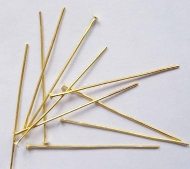 Hattpinnar 50 mm i guldfärgad järntråd, 30-pack