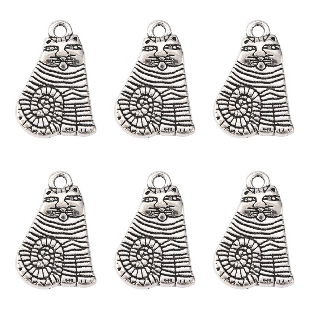 Fantastiskt fina Katter Berlock Antiksilver 13x21mm, 4st