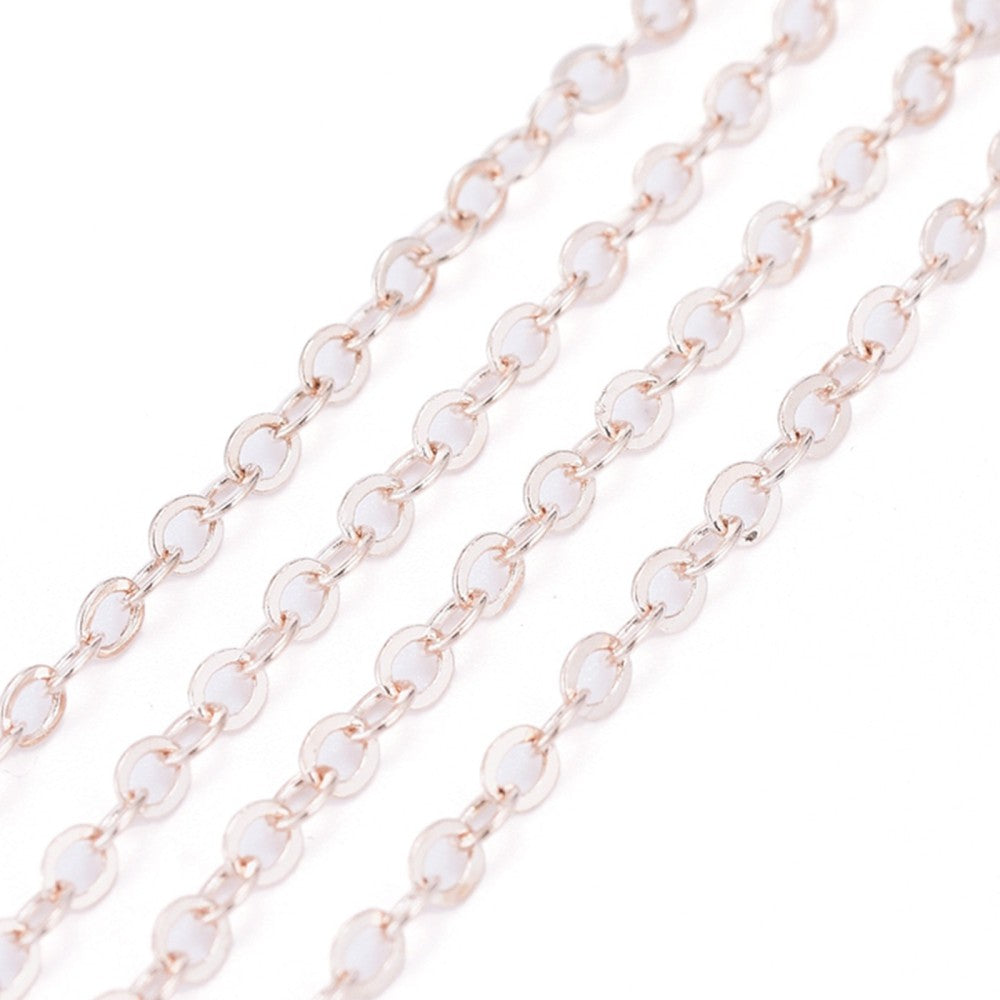 Kabelkedja 2,5x2mm Roséguld Mässingskedja