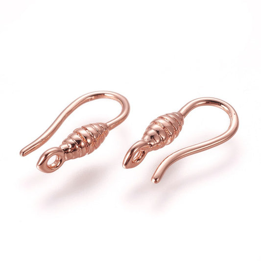 Örhängeskrokar Mässing Roséguld 13,5 x 6mm, 2 par