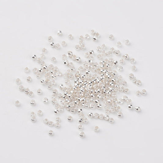 Klämpärlor 2mm Wireklämmor Crimp beads Silverpläterad Mässing