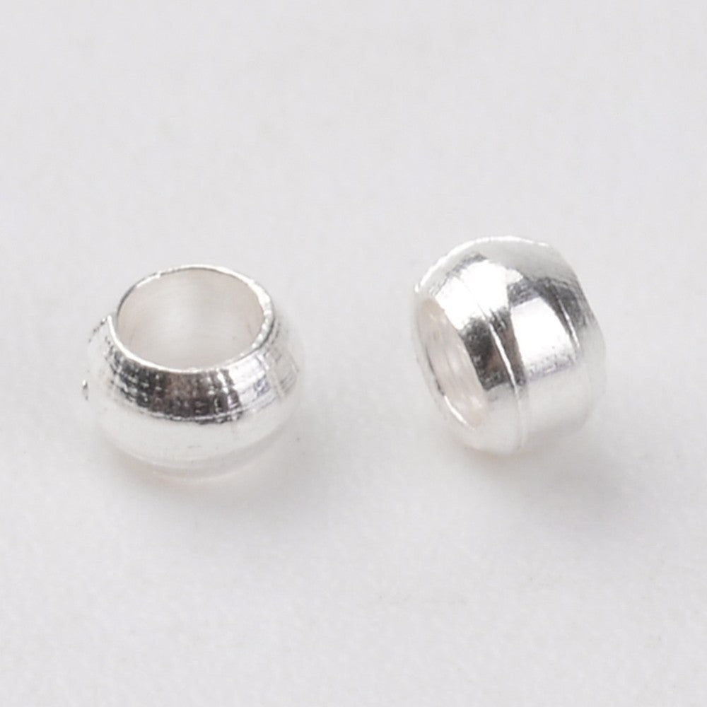 Klämpärlor 2mm Wireklämmor Crimp beads Silverpläterad Mässing