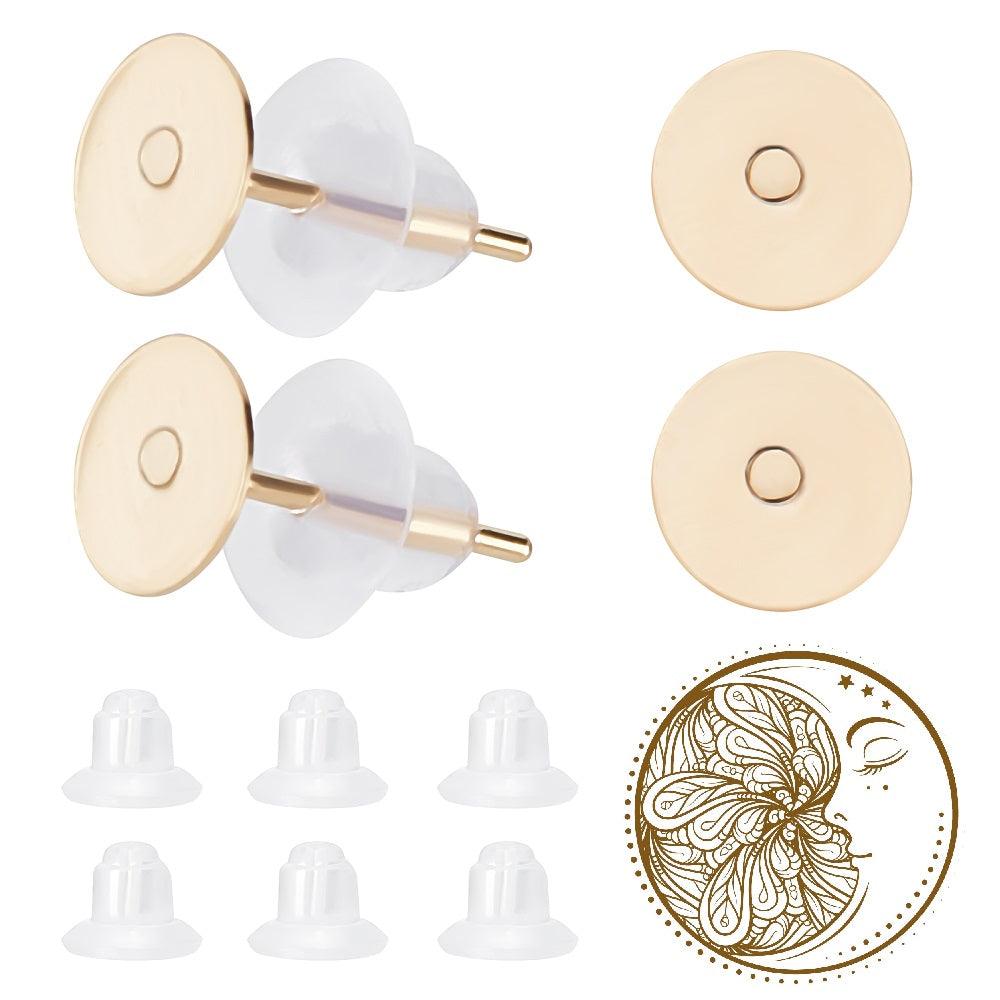 Stiftörhängen 24K Guldpläterade 6mm Bricka för cabochons Nickelfria, 10-pack