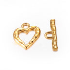 Togglelås Stavlås Gyllene Hjärta 26x23mm med stav 31x10mm, 4st