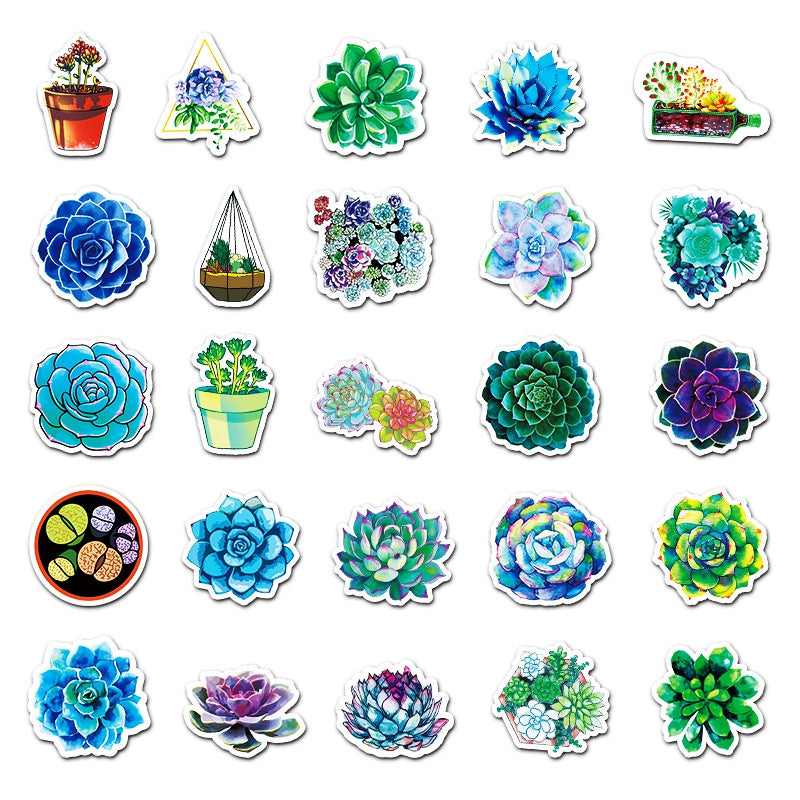 Klistermärken Suckulenter Stickers Vattentäta Solbeständiga, 50st olika motiv